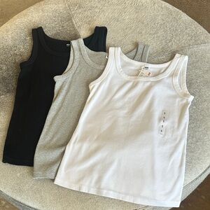Uniqlo Tank Top Trio - Black, Gray, White